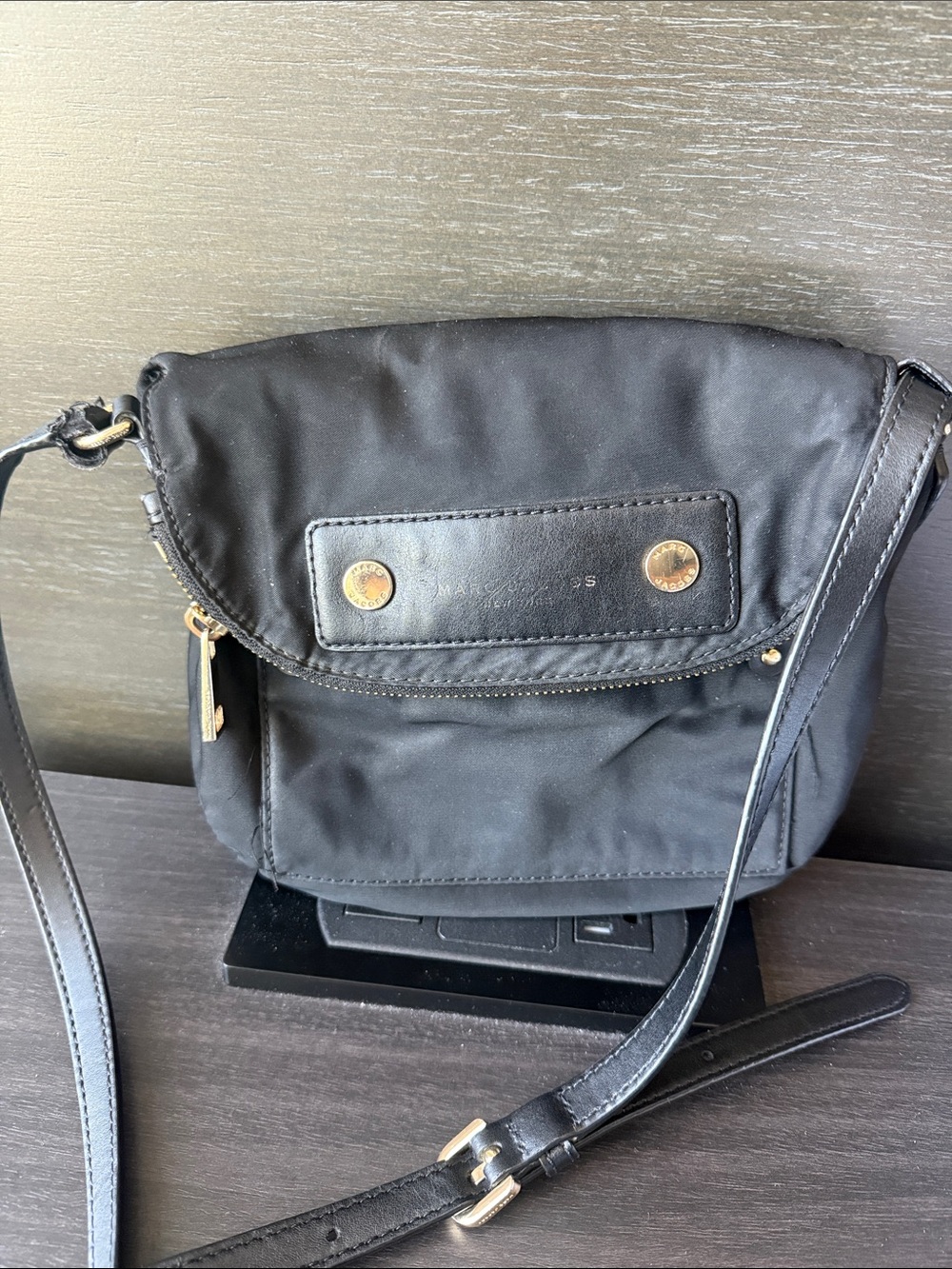 Marc Jacobs Black Nylon Crossbody with Gold-Tone Hardware
